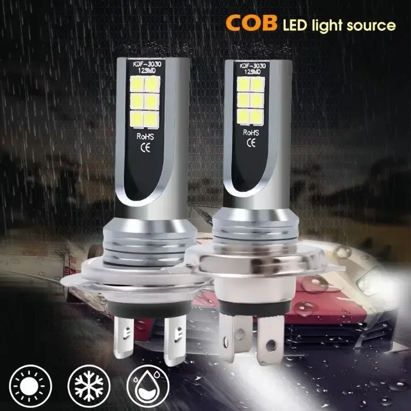 Universal H7/H4 LED Headlight Bulb Beam Kit 24W High Power COB Car Lights Headlamp 6500K Auto Headlight Bulbs Car Fog Light