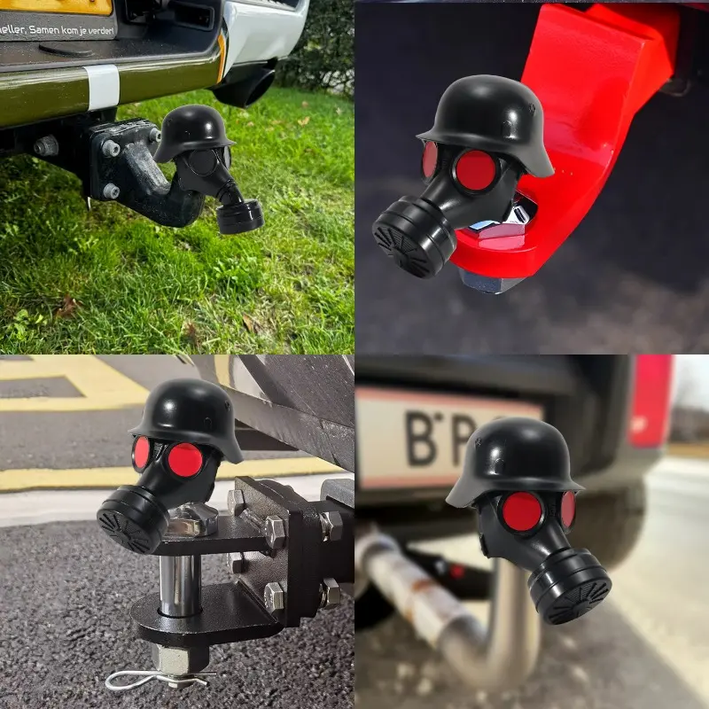 Trailer Hitch Cover with Steel Helmet Heavy Duty Trailer Coupler Hitch Cover Universal ForTrucks/SUV Towing Accessories