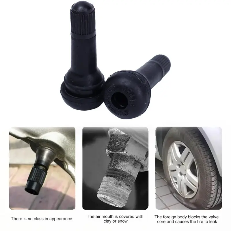 10Pcs TR413 Snap in Type Rubber Valve Tool SET Tubeless Tyre Valves Stems Universal Rubber Nozzle Aluminum Alloy Rubber Nozzle