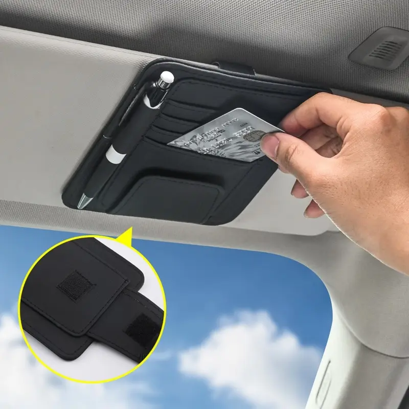 Visor Storage Multi-Pocket Car Sun Visor Document Storage Multi-functional Pen Card Glasses Clip Holder Organizer Interior Decor