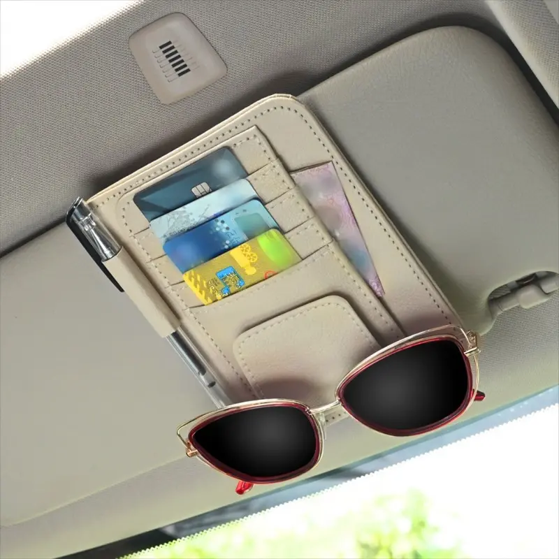 Visor Storage Multi-Pocket Car Sun Visor Document Storage Multi-functional Pen Card Glasses Clip Holder Organizer Interior Decor