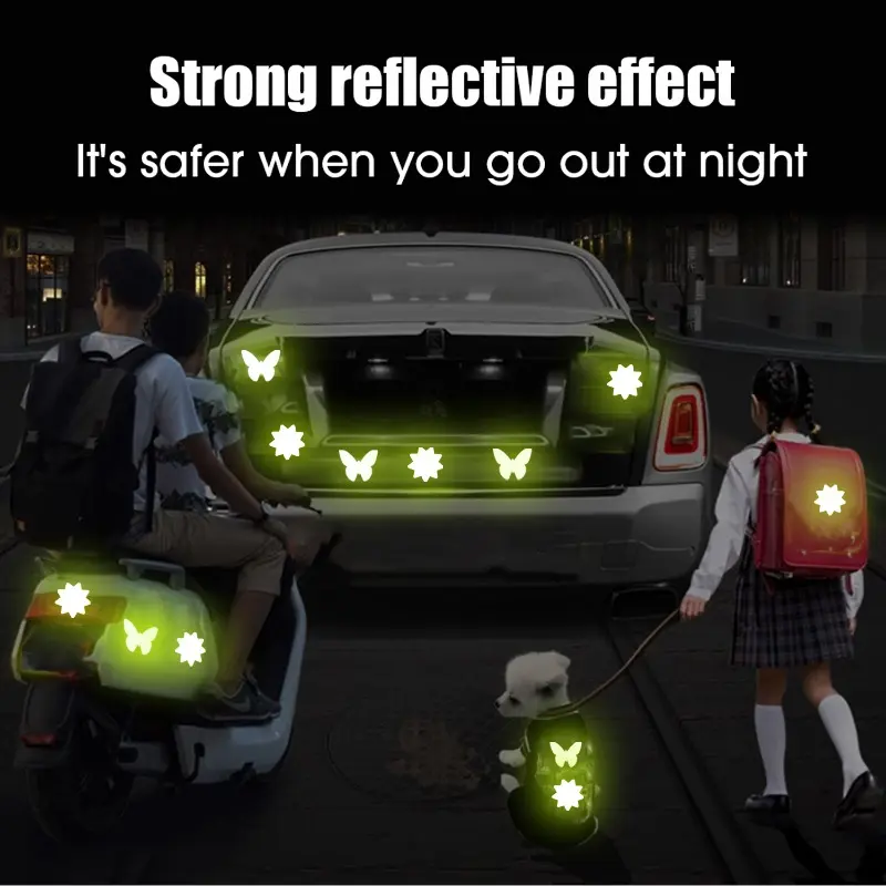 Car Motorcycle Reflective Sticker Auto Body Safety Warning Reflector Tape Night Light Reflective Design Auto Exterior Stickers