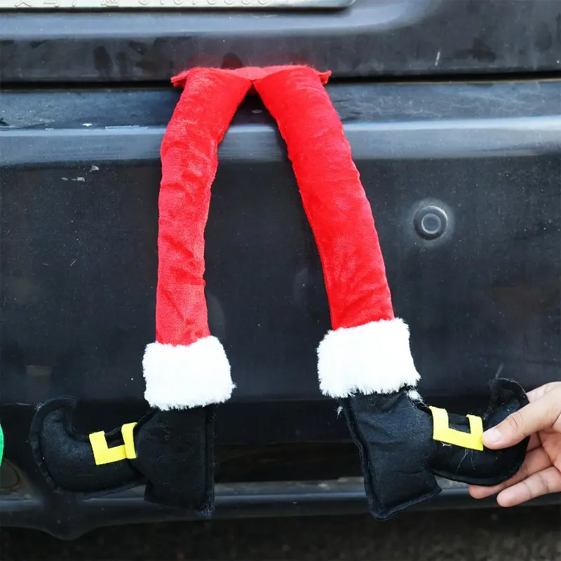 Christmas Striped Fabric Hanging Ornament Christmas Tree Decoration Plush Santa Claus Elf Legs Home Hanging Ornament  Car Decor