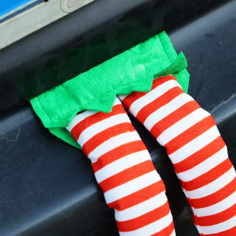 Christmas Striped Fabric Hanging Ornament Christmas Tree Decoration Plush Santa Claus Elf Legs Home Hanging Ornament  Car Decor
