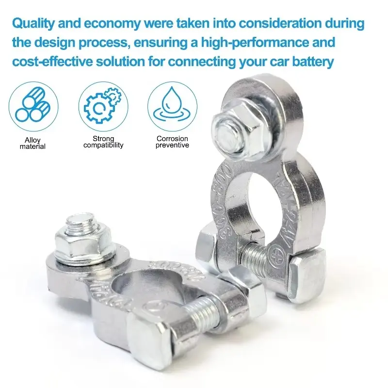 2pcs/set Battery Terminal Clamp Zinc Alloy Positive & Negative Pole Auto Car Screw Connector Car Battery Terminal Clamp