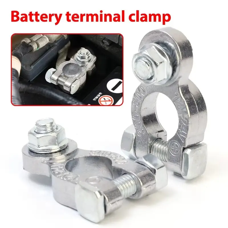 2pcs/set Battery Terminal Clamp Zinc Alloy Positive & Negative Pole Auto Car Screw Connector Car Battery Terminal Clamp