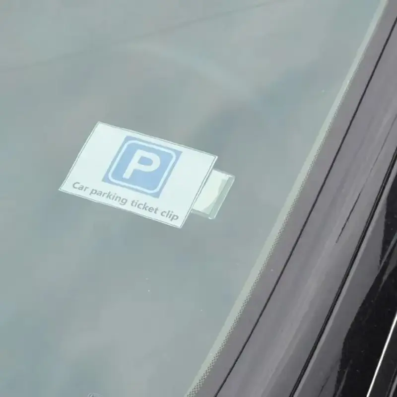 Transparent Car Vehicle Parking Ticket Receipt Permit Card Holder Clip Sticker Windscreen Plastic Universal Car Accessories