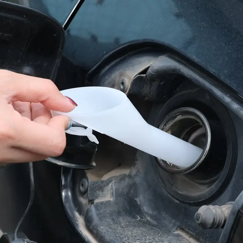 Petrol Fuel Filler Filling Funnel Tube Plastic White Long Spout Add Oil Fuel Glass Water Small Diameter Funnel Car Accessory