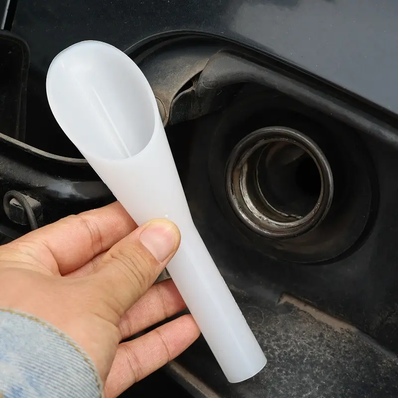 Petrol Fuel Filler Filling Funnel Tube Plastic White Long Spout Add Oil Fuel Glass Water Small Diameter Funnel Car Accessory