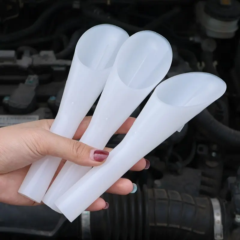 Petrol Fuel Filler Filling Funnel Tube Plastic White Long Spout Add Oil Fuel Glass Water Small Diameter Funnel Car Accessory