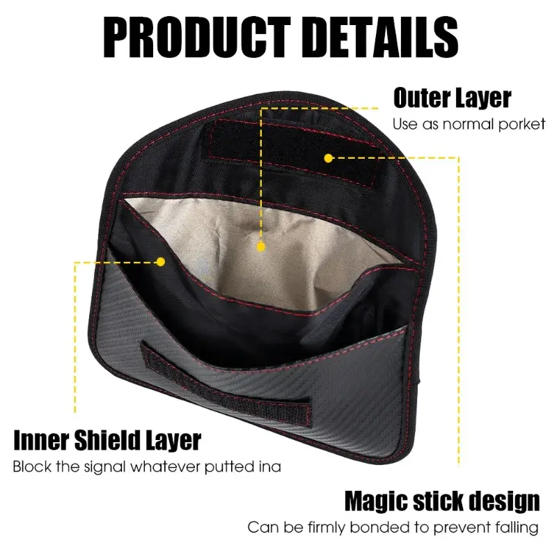 2-1pcs Car Key Signal Blocking Shield Case Faraday Bag Protector Pouch Signal Blocker Case RF Signal Safe Lock Bag for Car Keys