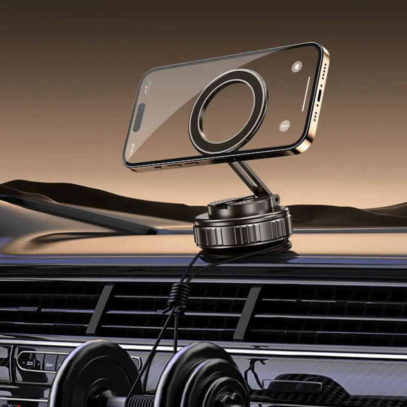 Car Mount Electric Vacuum Magnetic Holder Foldable Strong Suction Stand for Cell Phone for Iphone 12 13 14 15 16 Live Streaming