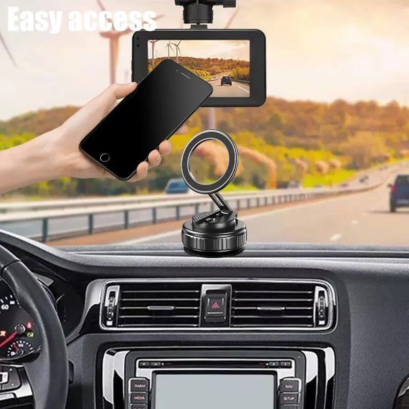 Car Mount Electric Vacuum Magnetic Holder Foldable Strong Suction Stand for Cell Phone for Iphone 12 13 14 15 16 Live Streaming