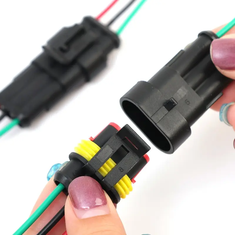 3P Way Waterproof Electrical Auto Connector Male Female Plug with Wire Cable Harness for Car Motorcycle 1.5 Series HID