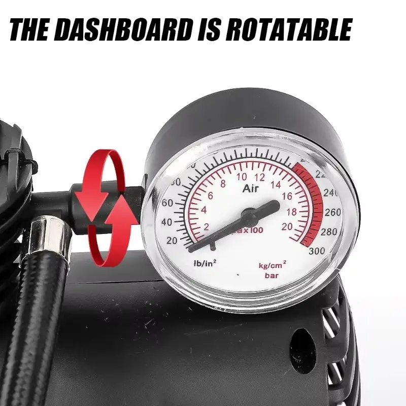 12V 300PSI Electric Inflator Mini Air Compressor Car Electric Tire Air Inflator Pump Electric Air Pump with Pressure Check Gauge