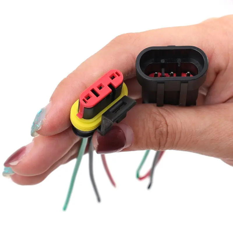3P Way Waterproof Electrical Auto Connector Male Female Plug with Wire Cable Harness for Car Motorcycle 1.5 Series HID