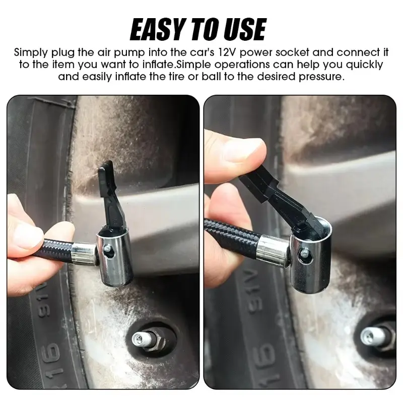12V 300PSI Electric Inflator Mini Air Compressor Car Electric Tire Air Inflator Pump Electric Air Pump with Pressure Check Gauge
