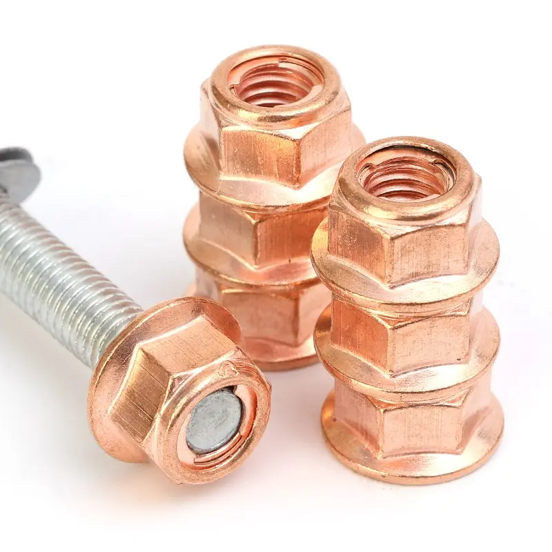 50/10pcs Copper Exhaust Nuts M8 SW13 Copper-plated Head Stud Lock Nuts Copper Bolt Screw Bolt Screw Turbo Exhaust Stud Hex