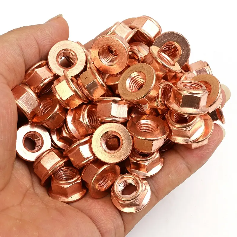 50/10pcs Copper Exhaust Nuts M8 SW13 Copper-plated Head Stud Lock Nuts Copper Bolt Screw Bolt Screw Turbo Exhaust Stud Hex