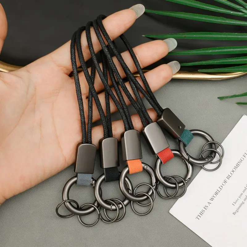 Car Key Ring Buckle Hanging Rope Zinc Alloy Creative Car Keyring Simple Hanging Decorations Key Case for Men and Women