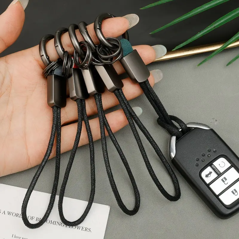 Car Key Ring Buckle Hanging Rope Zinc Alloy Creative Car Keyring Simple Hanging Decorations Key Case for Men and Women