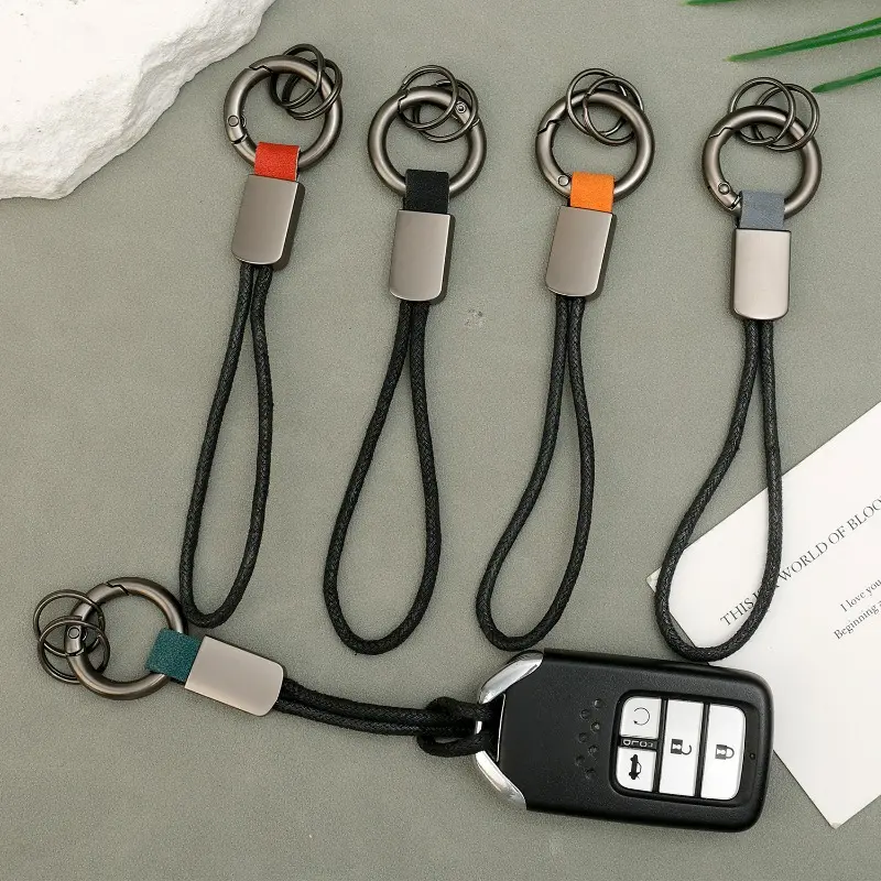 Car Key Ring Buckle Hanging Rope Zinc Alloy Creative Car Keyring Simple Hanging Decorations Key Case for Men and Women
