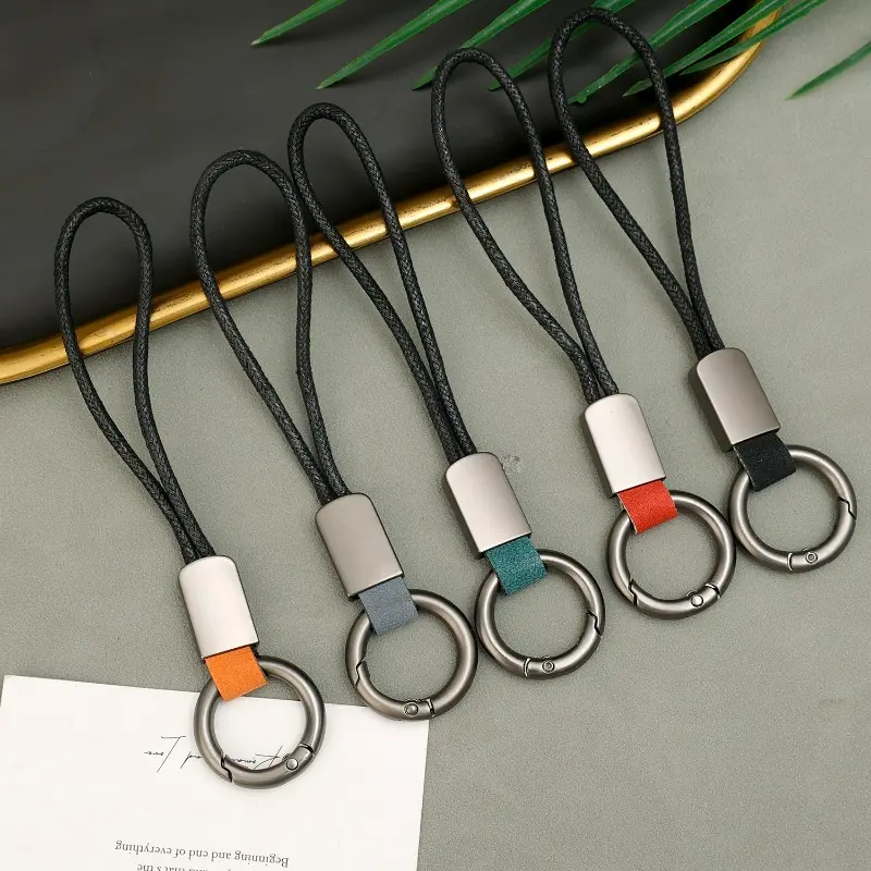 Car Key Ring Buckle Hanging Rope Zinc Alloy Creative Car Keyring Simple Hanging Decorations Key Case for Men and Women