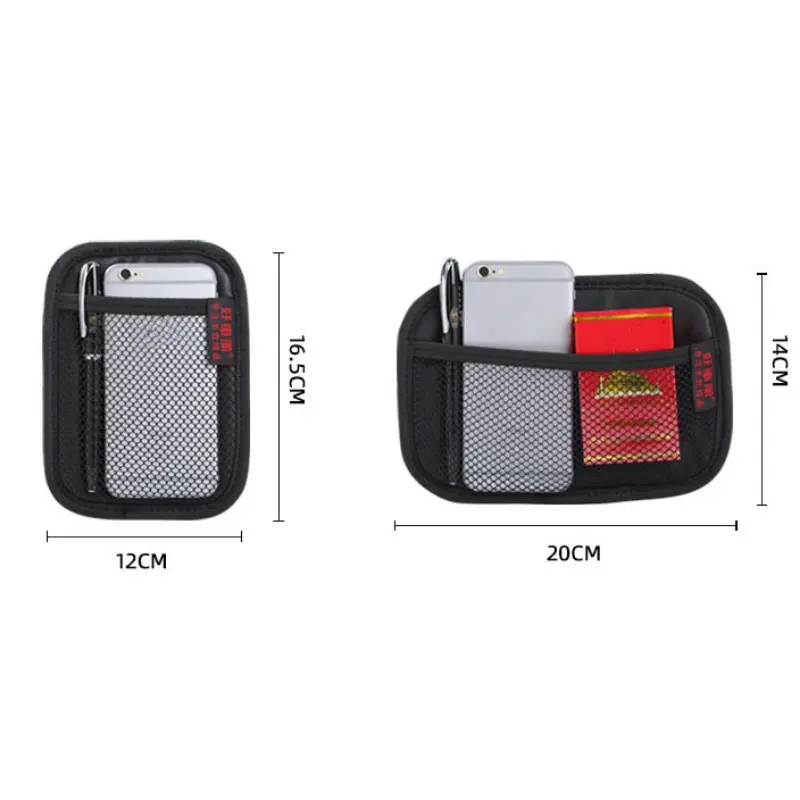 S/L Car Net Pocket Leather Oxford Fabric Mesh Bag  Coins Keys Storage Net Bag Car Interior Organizer Stowing Tidying