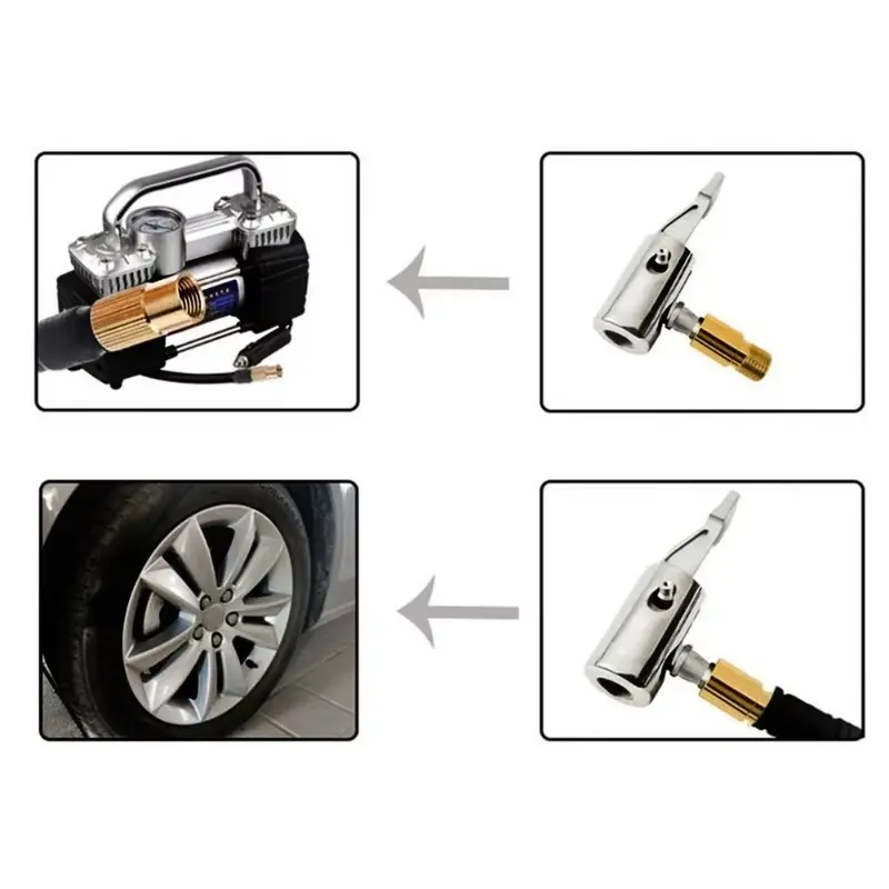 Car Tire Nozzle Clamp Portable Inflatable Pump Connector for Tyre Air Chuck Compressor Hose Repair Valve Adapter Clip