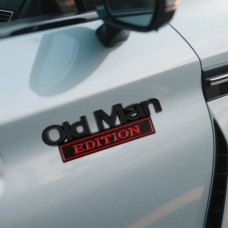 New Old Man Edition Metal Car Sticker Badges for Car Trunk Door Decoration Badges Old Man Logos Car Decals Motorcycle Decoration