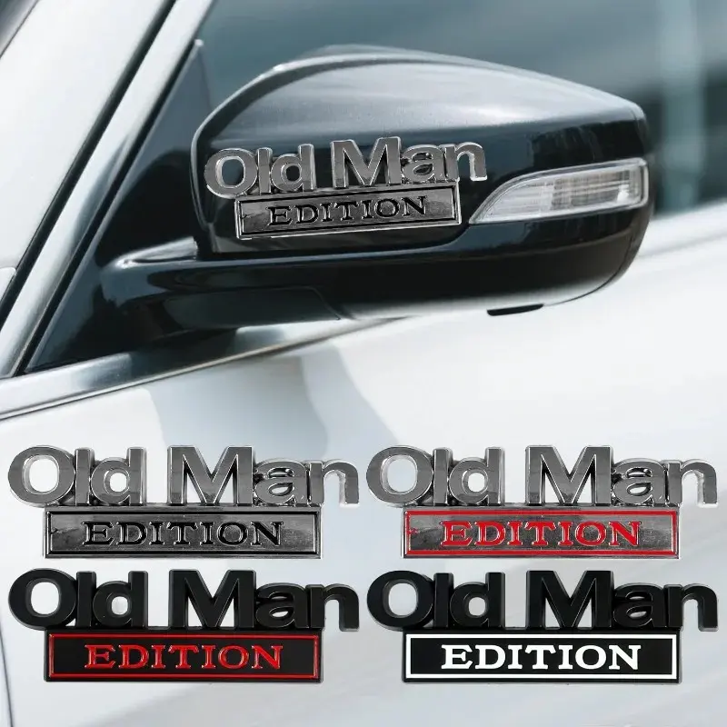New Old Man Edition Metal Car Sticker Badges for Car Trunk Door Decoration Badges Old Man Logos Car Decals Motorcycle Decoration