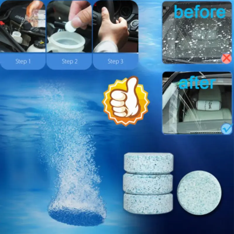 Auto Window Cleaning Detergent Care Tool Solid Wiper Concentrated Effervescent Tablets Car Windshield Glass Cleaner