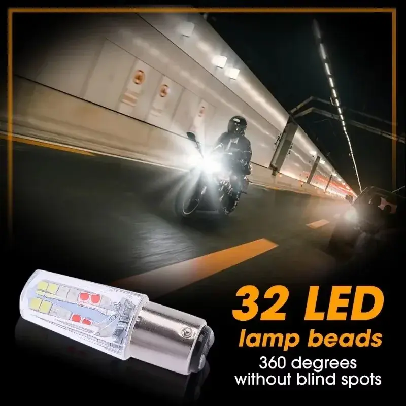 1157 BAY15D LED Flashing Brake Light Motorcycle Strobe Warning Taillights 32 SMD High Light DRL Reverse Parking Signal Lamp