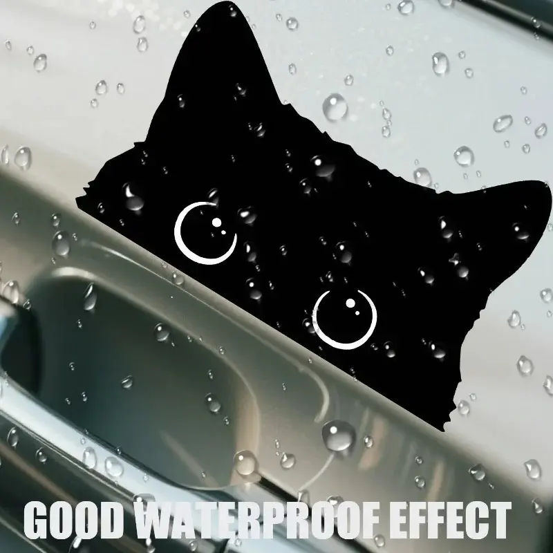 Peeping Black Cat Car Stickers Poor Cat Is Stealing with Big Eyes Watch Vinyl Car Styling Cover Waterproof Decals Accessories