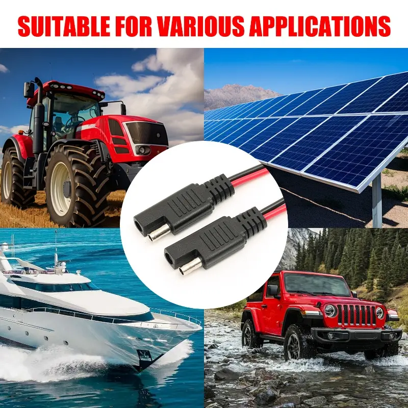 SAE Connector Extension Cable SAE Quick Connector Disconnect Plug Power Automotive Extension Cable Solar Panel Cable Wire