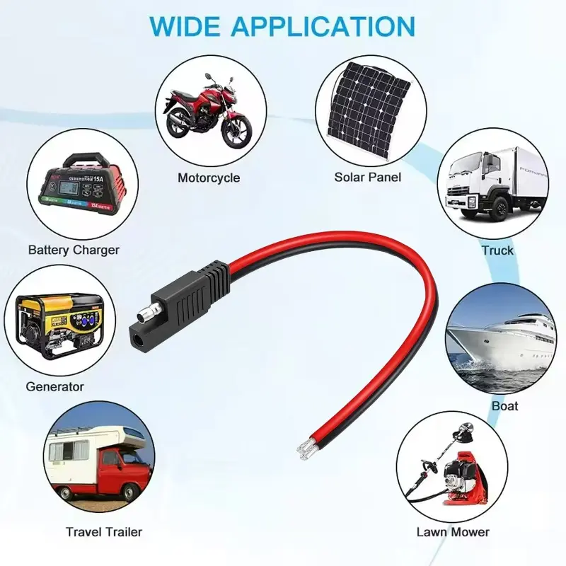 SAE Connector Extension Cable SAE Quick Connector Disconnect Plug Power Automotive Extension Cable Solar Panel Cable Wire