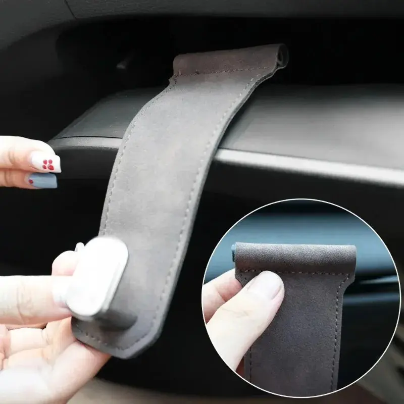 New Alloy Suede Glove Box Hook for Car Passenger Side No Drilling Hanger Accessories Coffee Takeout Bag Holder Organizer