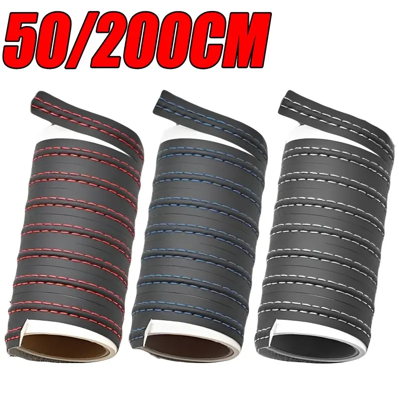 Car Interior Moulding Trim Self-adhesive Dashboard Leather Decorative Line Red Blue DIY Braid Strip Universal Sticker Decor