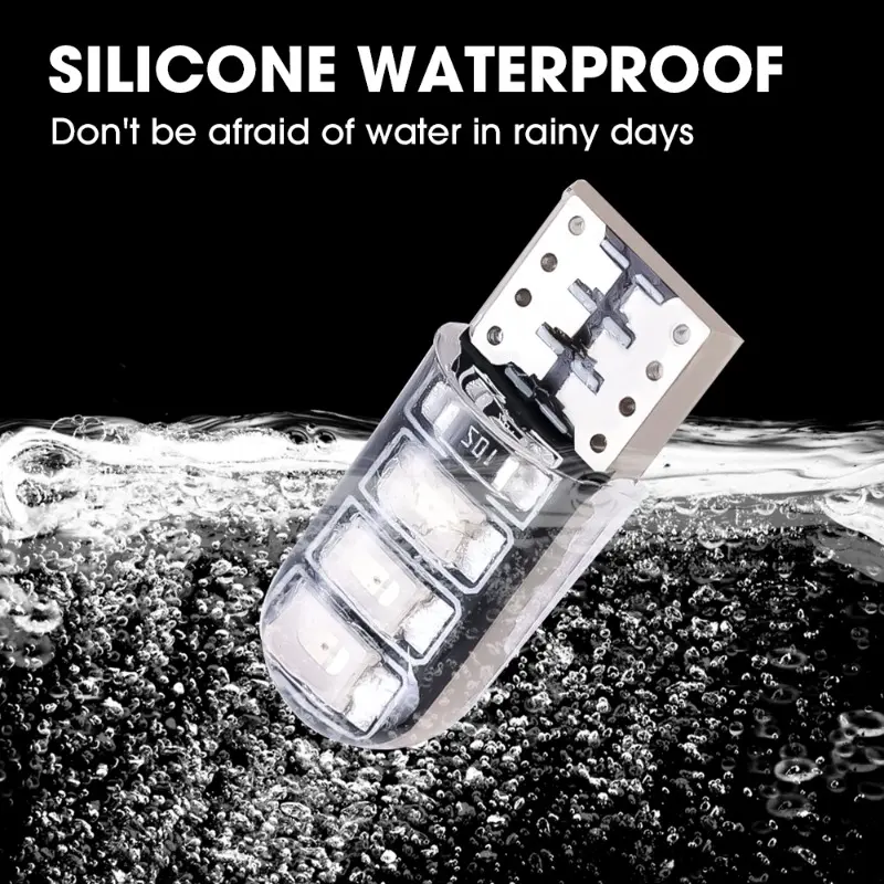 10-1pcs T10 W5W SilicaGel 6 SMD LED Car Interior Reading Dome Light Wedge Parking Bulb Turn Side Lamp White License Plate Lights
