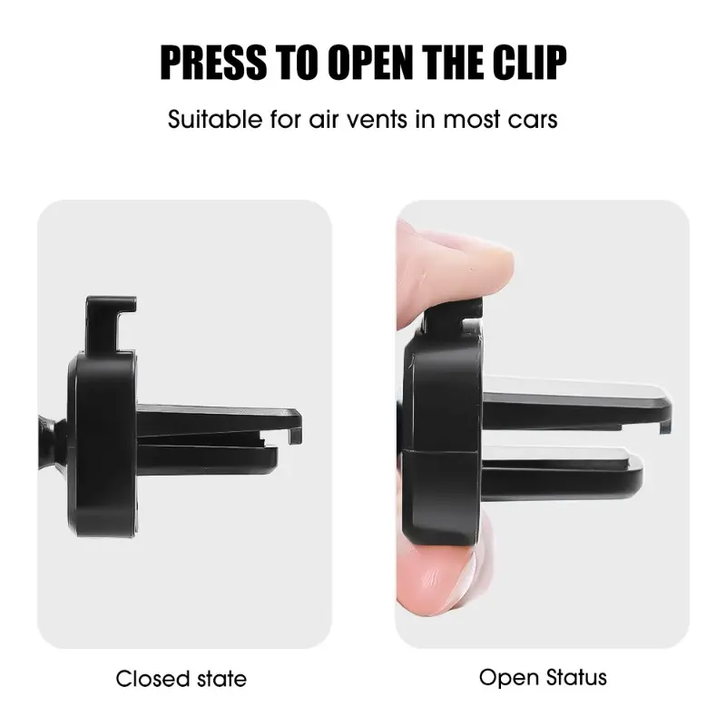 One-Press Auto Vent Clip Mount 17mm Swivel Ball Head Universal Car Phone Holder Adjustable Dashboard Stand Accessory