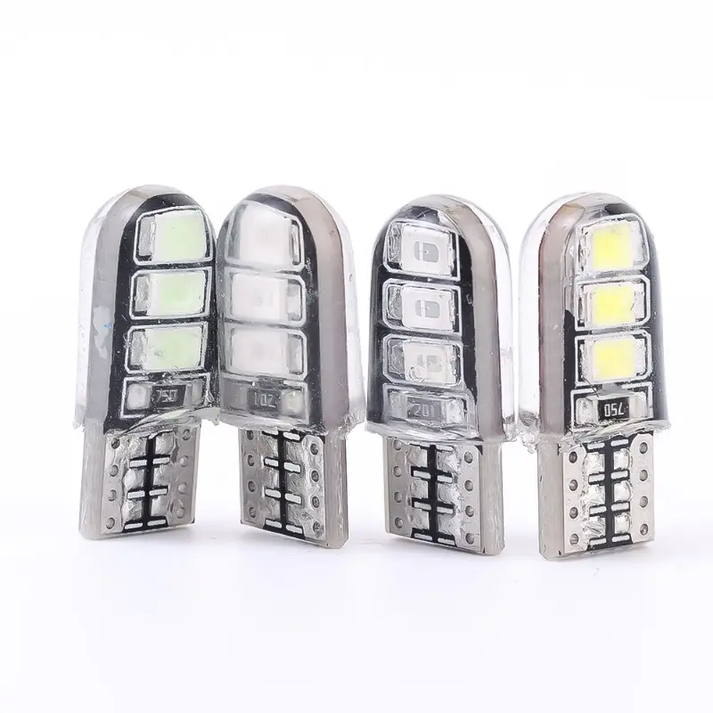 10-1pcs T10 W5W SilicaGel 6 SMD LED Car Interior Reading Dome Light Wedge Parking Bulb Turn Side Lamp White License Plate Lights