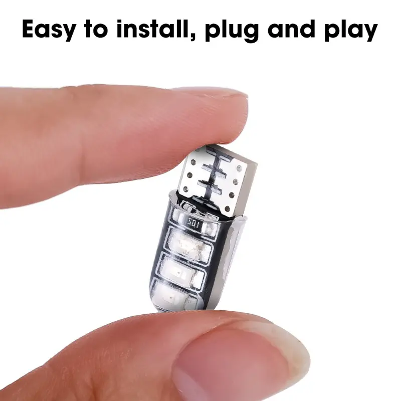 10-1pcs T10 W5W SilicaGel 6 SMD LED Car Interior Reading Dome Light Wedge Parking Bulb Turn Side Lamp White License Plate Lights