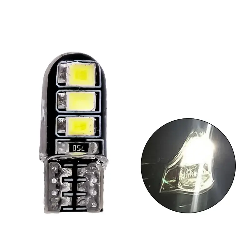10-1pcs T10 W5W SilicaGel 6 SMD LED Car Interior Reading Dome Light Wedge Parking Bulb Turn Side Lamp White License Plate Lights