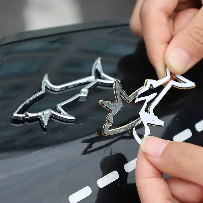 3D Metal Car Styling Sticker Hollow Fish Shark Emblem Badge Decals Automobiles Motorcycle Computer Fuel Cap Accessories Decals