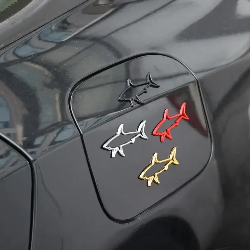 3D Metal Car Styling Sticker Hollow Fish Shark Emblem Badge Decals Automobiles Motorcycle Computer Fuel Cap Accessories Decals