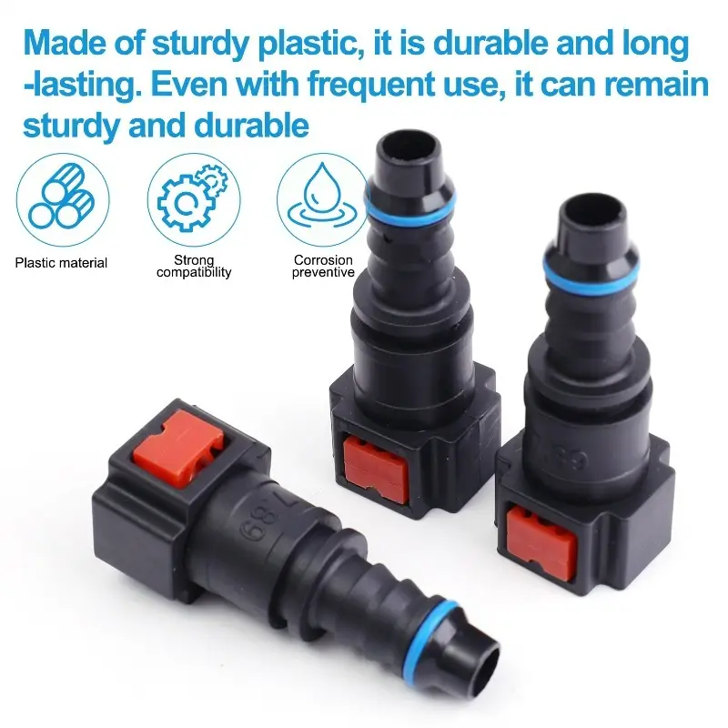 1set Car Fuel Line Coupler Hose 7.89mm/ID6 Straight Pipe Coupler Quick Disconnect Release Connector Rubber Nylon Accessories