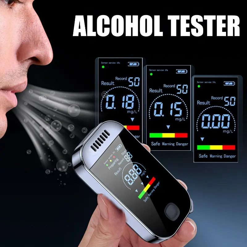 New Digital Breath Alcohol Tester Professional Breathalyzer with LCD Display USB Rechargeable Electronic Alcohol Tester Keychain
