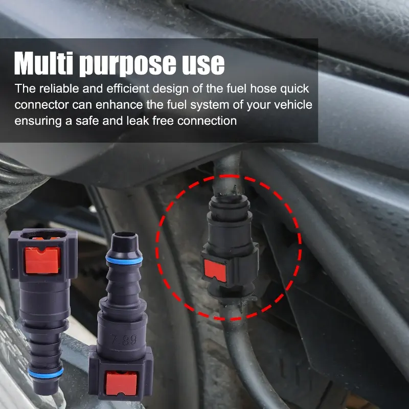 1set Car Fuel Line Coupler Hose 7.89mm/ID6 Straight Pipe Coupler Quick Disconnect Release Connector Rubber Nylon Accessories