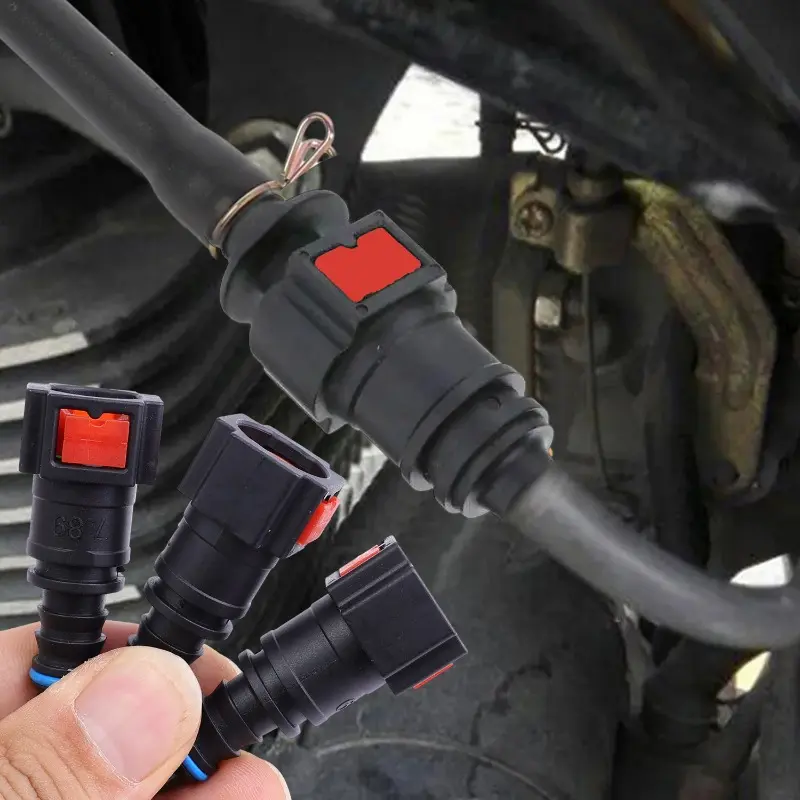 1set Car Fuel Line Coupler Hose 7.89mm/ID6 Straight Pipe Coupler Quick Disconnect Release Connector Rubber Nylon Accessories