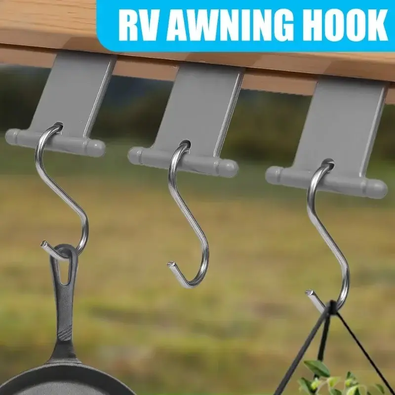 S Shaped Camping Awning Hooks Clips RV Tent Hangers Light Hangers with Holes for Caravan Camperb Accessories